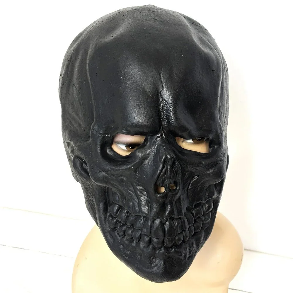 Cinema Secrets Black Latex Skull Mask NWT NOS